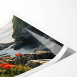 Vibrant countryside landscape wall art print showcasing rolling hills, a serene sunset, and lush greenery, rolled for easy transport and display. Ideal for home decor.