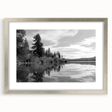 Silver-framed wall art piece showcasing a serene countryside landscape design, featuring vibrant greens and soft blues, perfect for home decor enhancement.