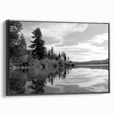 Framed canvas wall art showcasing a serene countryside landscape design, featuring lush green fields and vibrant blue skies with a sleek black frame. Perfect for home decor.