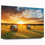 Acrylic glass wall art depicting a serene countryside landscape design, showcasing vibrant colors and intricate details, perfect for home decor.