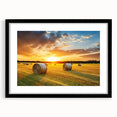 Framed wall art showcasing a serene countryside landscape design, featuring vibrant green fields and a clear blue sky, presented in a sleek black frame with a mat for an elegant display. Ideal for home decor, this piece enhances any living space with its tranquil rural scenery.