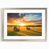 Framed artwork showcasing a serene countryside landscape in silver, featuring vibrant colors and fine details, perfect for home decor enhancement.