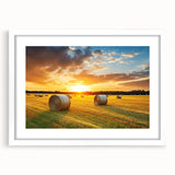 Framed wall art collection showcasing serene countryside landscapes in a white mat and frame, ideal for home decor. Perfect for nature lovers and art enthusiasts.