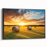 Framed canvas wall art of serene countryside landscape design, showcasing lush greenery and rolling hills, presented in a sleek black frame for modern decor.