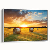 Framed canvas wall art showcasing a serene countryside landscape with rolling hills and vibrant greenery, perfect for home decor in modern settings.