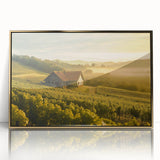 Framed acrylic wall art showcasing a picturesque countryside landscape, featuring vibrant colors and intricate details, ideal for enhancing home decor.