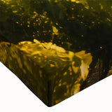 Close-up of a stretched canvas wall art piece showcasing a vibrant countryside landscape design, featuring rolling hills and a serene sky, ideal for home decor.