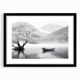 Framed wall art showcasing a serene countryside landscape design with a black mat, perfect for home decor. Ideal for adding a touch of nature to living spaces.