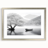 Framed wall art piece showcasing a serene countryside landscape with vibrant colors, set in a sleek silver frame with a mat, ideal for home decor.