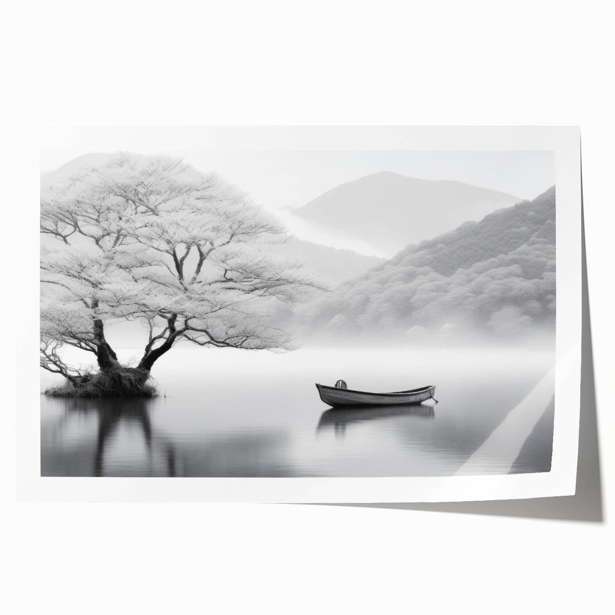 Rolled print showcasing a serene countryside landscape design with vibrant colors and intricate details, ideal for home decor or art collection.