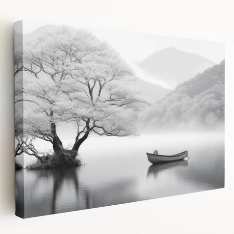 Stretched canvas wall art showcasing a serene countryside landscape design, featuring vibrant greens and soft blues, perfect for home decor and relaxation.