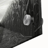 Close-up of a vibrant countryside wall art piece, showcasing a serene landscape with lush greenery and rolling hills, designed for modern home decor.