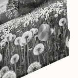 Close-up of a vibrant acrylic landscape wall art piece showcasing a serene countryside scene, featuring lush green fields and a clear blue sky, perfect for home decor.