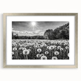 Framed wall art collection featuring a serene countryside landscape design, elegantly displayed in a silver frame with a white mat, ideal for home decor.