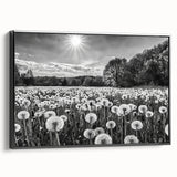 Framed wall art collection showcasing a serene countryside landscape design with vibrant colors, featuring a black frame and side view display, perfect for home decor.