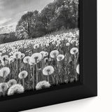 Framed canvas wall art showcasing a serene countryside landscape design, featuring vibrant greens and soft blues, perfect for home decor.