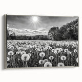 Framed canvas wall art showcasing a serene countryside landscape design with silver accents, perfect for home decor, enhancing ambiance and style.