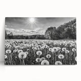 Stretched canvas wall art showcasing a serene countryside landscape with vibrant greens and soft blues, perfect for home decor. Ideal for nature enthusiasts.