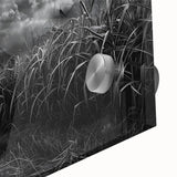 Close-up of a vibrant acrylic glass wall art piece showcasing a serene countryside landscape design, featuring lush greenery and a tranquil sky, perfect for home decor.