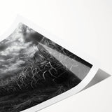 Rolled print featuring a vibrant countryside landscape design, showcasing lush green fields, a clear blue sky, and rolling hills, ideal for home decor.