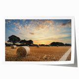 Vibrant rolled print showcasing a serene countryside landscape with rolling hills and a clear blue sky, perfect for rustic home decor. Ideal for enhancing living spaces.
