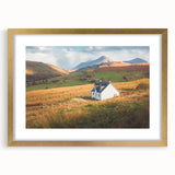 Country-side wall art collection framed in gold with a mat, showcasing vibrant landscapes and serene nature scenes, ideal for home decor enhancement.