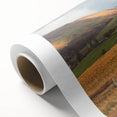 Landscape wall art collection featuring a serene countryside scene with rolling hills and vibrant greenery, printed on high-quality rolled canvas for easy display and a touch of nature's beauty in any space.