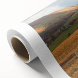 Landscape wall art collection featuring a serene countryside scene with rolling hills and vibrant greenery, printed on high-quality rolled canvas for easy display and a touch of nature's beauty in any space.