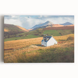 Stretched canvas wall art collection depicting a serene countryside landscape with vibrant greenery and a tranquil sky, perfect for home decor enhancement.