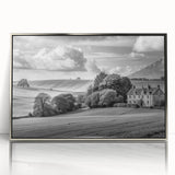 Framed acrylic wall art showcasing a picturesque countryside landscape design with vibrant colors and intricate details, ideal for enhancing home decor.