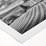 Vibrant countryside landscape wall art on rolled canvas, showcasing lush green fields, a peaceful sky, and rustic farmhouses, perfect for home decor.