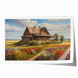 Rolling hills of vibrant green countryside showcased in a panoramic wall art print, ideal for home decor, bringing nature’s tranquility indoors.
