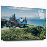 Acrylic glass wall art collection showcasing a vibrant countryside landscape design, displayed in a side view without pins, ideal for home decor and interior design enthusiasts.