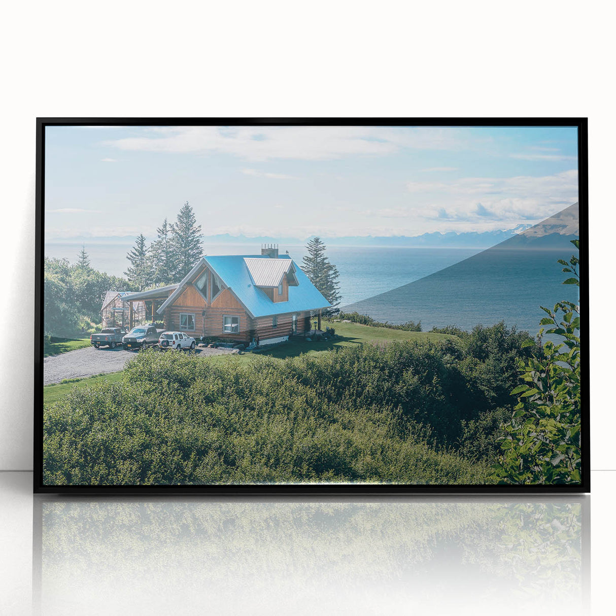 Framed acrylic wall art showcasing a serene countryside landscape design, featuring vibrant colors and intricate details, perfect for home decor.