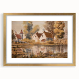 Elegant framed wall art collection showcasing a scenic countryside landscape design with a gold mat and frame, perfect for home decor enhancement.