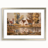 Framed wall art collection showcasing a serene countryside landscape in silver frame, featuring lush greenery and rolling hills, perfect for home decor.