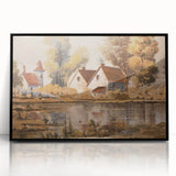 Framed acrylic wall art showcasing a serene countryside landscape with vibrant colors and intricate details, ideal for home decor enhancement.