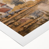 Vibrant rolled canvas showcasing a serene countryside landscape design, featuring lush green fields and a clear blue sky, perfect for home decor.