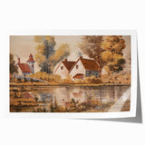 Rolling hills of a serene countryside landscape captured in a vibrant rolled print, showcasing lush green fields and a clear blue sky, ideal for home decor.