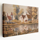 Stretched canvas wall art showcasing a serene countryside landscape with rolling hills and vibrant green fields, perfect for home decor and nature enthusiasts.