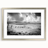 Framed wall art featuring a serene countryside landscape design with a silver mat border, perfect for enhancing home decor with a touch of nature's beauty.