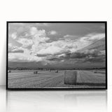 Framed acrylic wall art showcasing a serene countryside landscape design with vibrant colors, ideal for enhancing modern home decor. Black frame adds elegance.