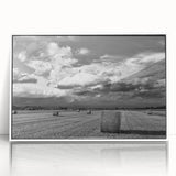 Framed acrylic wall art showcasing a serene countryside landscape with vibrant colors, displayed against a white backdrop, perfect for home decor.
