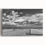 Stretched canvas wall art depicting a serene countryside landscape with rolling hills and vibrant greenery, perfect for enhancing home decor with a nature-inspired theme.