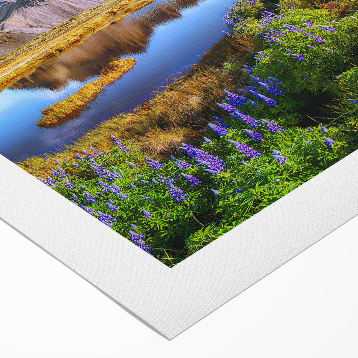 Rolled canvas wall art depicting a serene countryside landscape with vibrant green fields, rolling hills, and a clear blue sky, perfect for home decor.