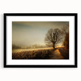Framed wall art collection showcasing serene countryside landscapes, featuring a black frame with a mat, perfect for enhancing home decor and creating a calming ambiance.
