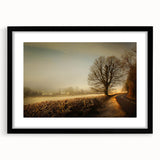 Framed wall art collection showcasing serene countryside landscapes, featuring a black frame with a mat, perfect for enhancing home decor and creating a calming ambiance.
