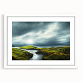 Framed wall art collection showcasing serene countryside landscapes, featuring a white mat and sleek frame, perfect for enhancing home decor with a nature theme.