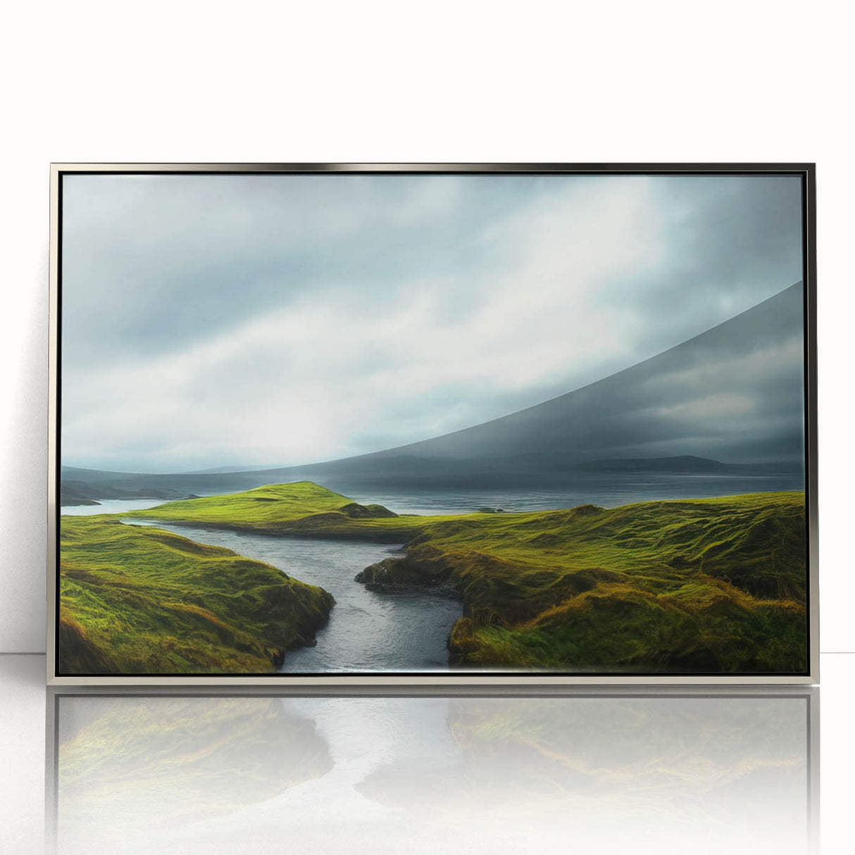 Framed wall art collection showcasing a serene countryside landscape design with silver accents, enhancing any interior space with elegance and charm.