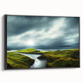 Framed canvas wall art collection showcasing serene countryside landscapes in a black frame, designed to enhance interior decor with natural beauty.